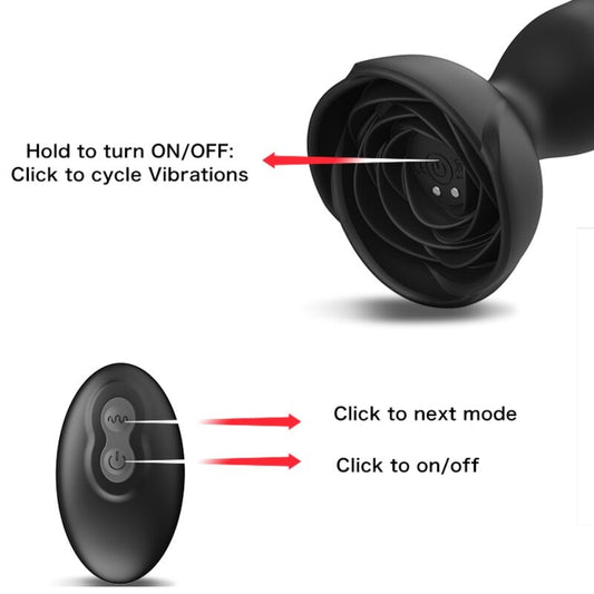 ARMONY - EXTREME A BLOOM ROSE VIBRATOR & ANAL PLUG REMOTE CONTROL BLACK - My naughty haven #