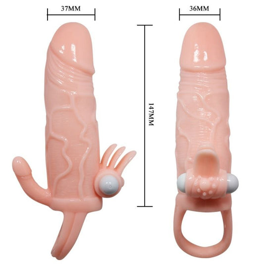 BAILE - BRAVE MAN PENIS COVER WITH CLIT AND ANAL STIMULATION FLESH 16.5 CM - My naughty haven #