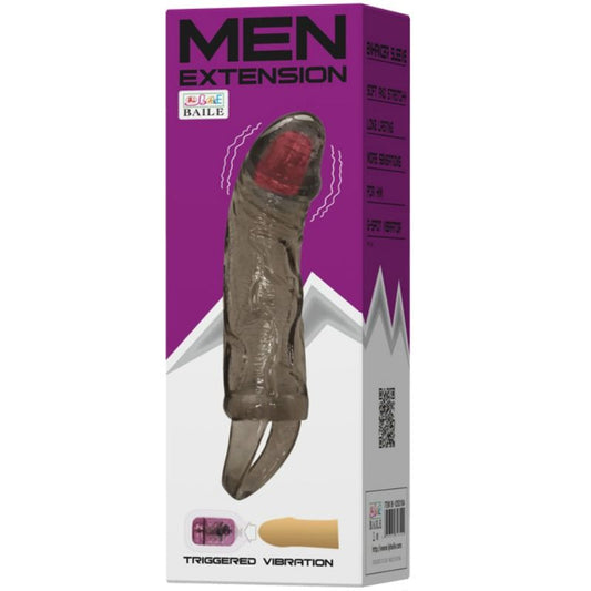 BAILE - PENIS EXTENDER SHEATH WITH VIBRATION AND STRAP FOR TESTICLES 13.5 CM - My naughty haven #
