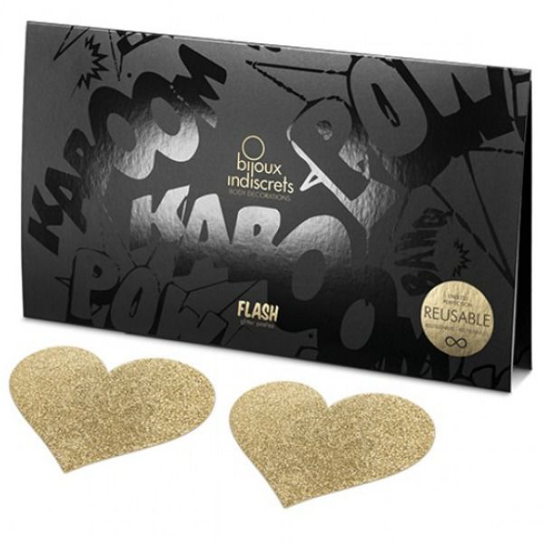 BIJOUX - INDISCRETS FLASH GOLDEN HEART NIPPLE COVERS - My naughty haven #