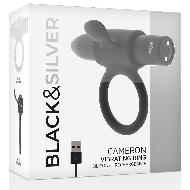 BLACK&SILVER - CAMERON BLACK RECHARGEABLE RING - My naughty haven #