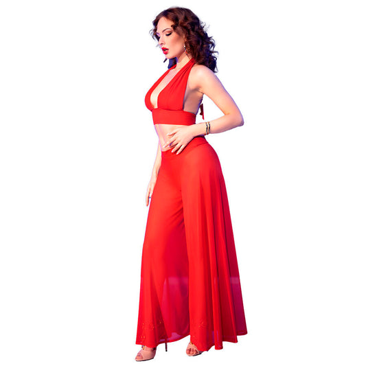 CHILIROSE - CR 4857 RED TOP AND PANTS SET SIZE S - My naughty haven #