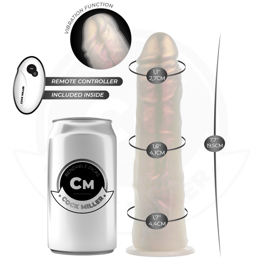 COCK MILLER - DILDO WITH SUCTION CUP, LIGHTS AND VIBRATION WITH REMOTE CONTROL WHITE 19.5 CM - My naughty haven #