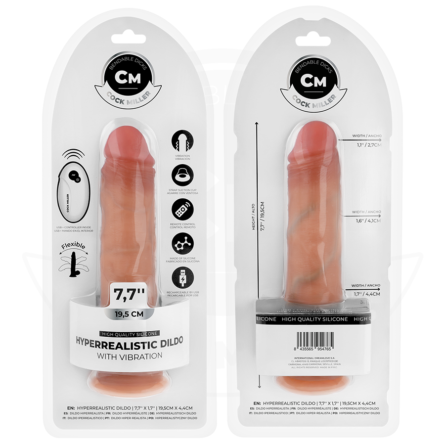 COCK MILLER - REALISTIC DILDO WITH SUCTION CUP AND REMOTE CONTROL VIBRATION 19.5 CM - My naughty haven #