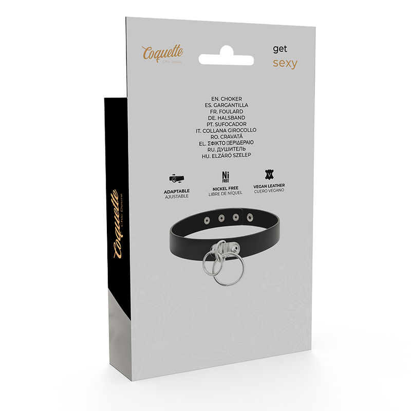 COQUETTE CHIC DESIRE - DOUBLE RING VEGAN LEATHER CHOKER - My naughty haven #