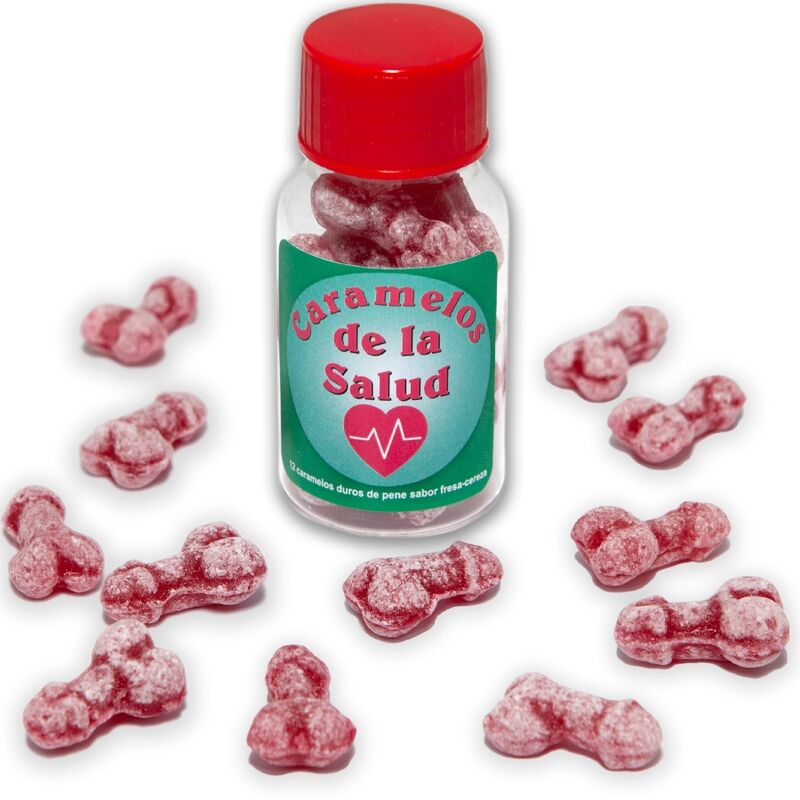 DIABLO PICANTE - 12 HEALTH CANDIES PENIS SHAPE STRAWBERRY/CHERRY - My naughty haven #