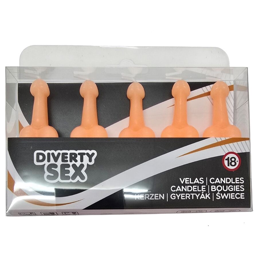 DIABLO PICANTE - BOX OF 5 FLESH PENIS-SHAPED CANDLES - My naughty haven #