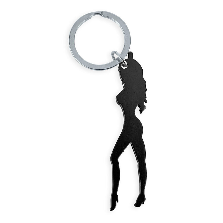 DIABLO PICANTE - KEYRING WITH FEMALE SILHOUETTE IN BLACK COLOR WITH BEER OPENER - My naughty haven #