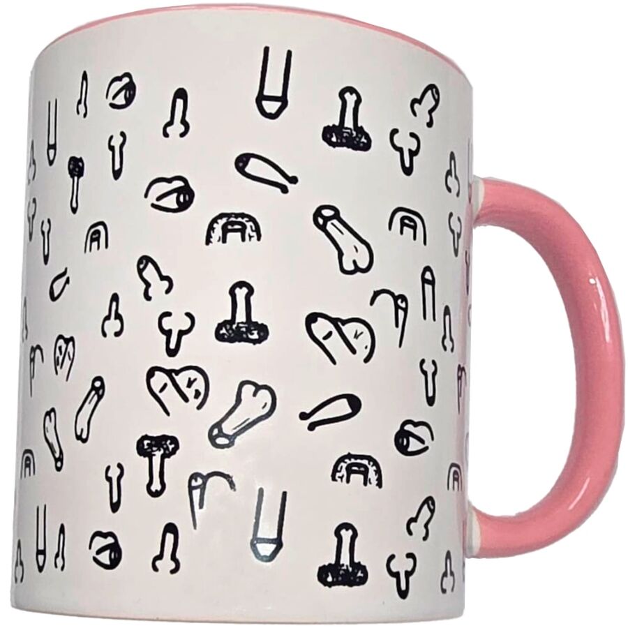 DIABLO PICANTE - WHITE PENIS MUG WITH PINK HANDLE 370 M - My naughty haven #