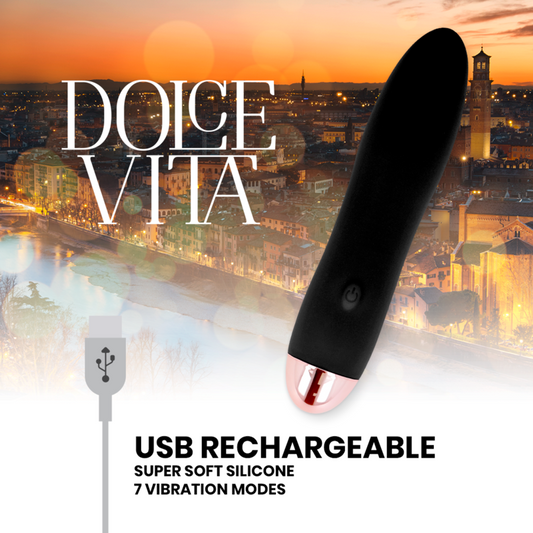 DOLCE VITA - RECHARGEABLE VIBRATOR FOUR BLACK 7 SPEEDS - My naughty haven #
