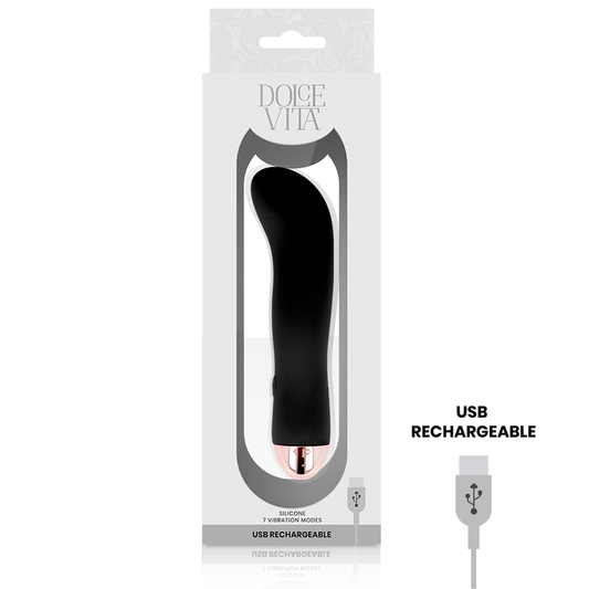 DOLCE VITA - RECHARGEABLE VIBRATOR TWO BLACK 7 SPEED - My naughty haven #