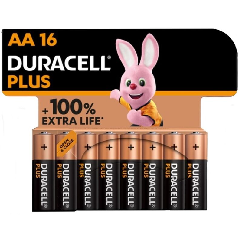 DURACELL - PLUS POWER 100 ALKALINE BATTERY AA LR6 16 UNIT - My naughty haven #