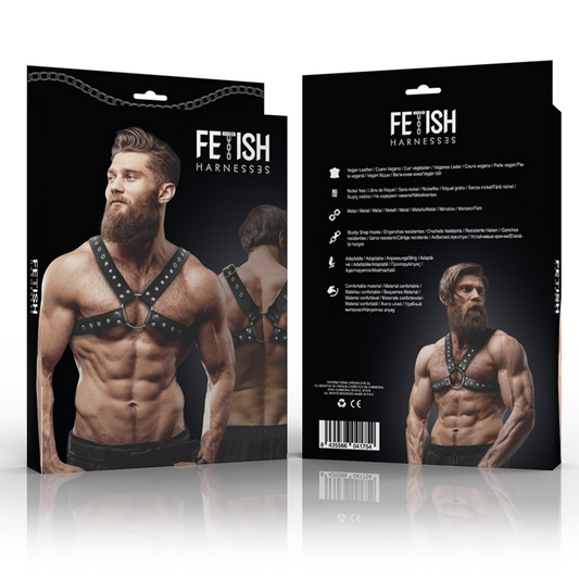 FETISH SUBMISSIVE ATTITUDE - MENS CROSS-OVER ECO-LEATHER CHEST HARNESS WITH STUDS - My naughty haven #