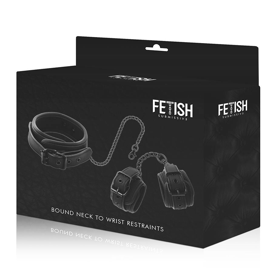 FETISH SUBMISSIVE - VEGAN LEATHER NECKLACE AND HANDCUFFS WITH NOPRENE LINING - My naughty haven #