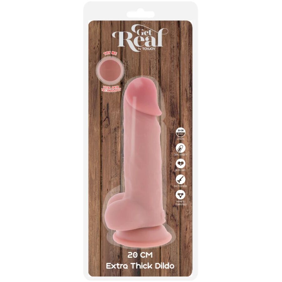 GET REAL - DELUXE REALISTIC PENIS WITH TESTICLES EXTRA THICK 20 CM - My naughty haven #