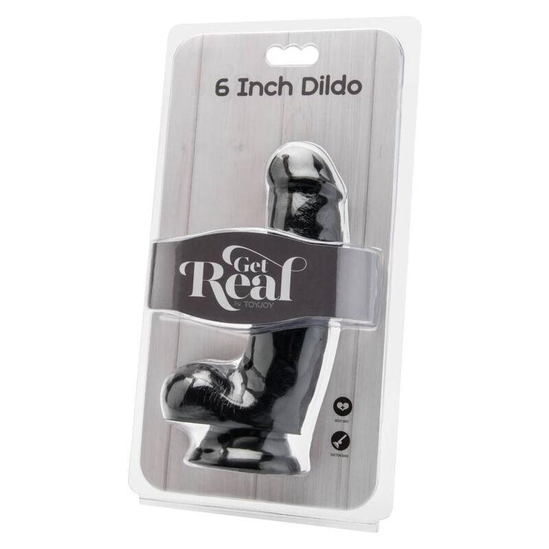 GET REAL - DILDO 12 CM WITH BALLS BLACK - My naughty haven #