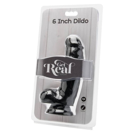 GET REAL - DILDO 12 CM WITH BALLS BLACK - My naughty haven #
