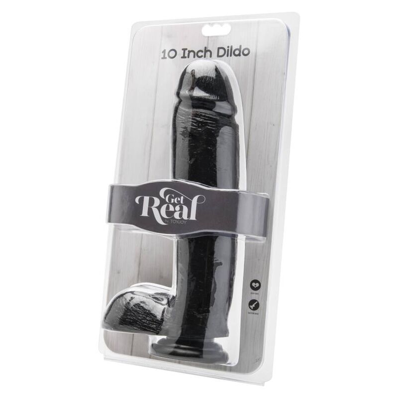 GET REAL - DILDO 25,5 CM WITH BALLS BLACK - My naughty haven #