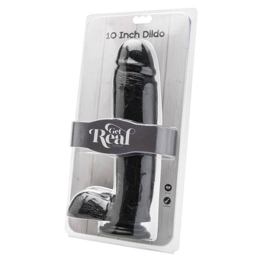 GET REAL - DILDO 25,5 CM WITH BALLS BLACK - My naughty haven #
