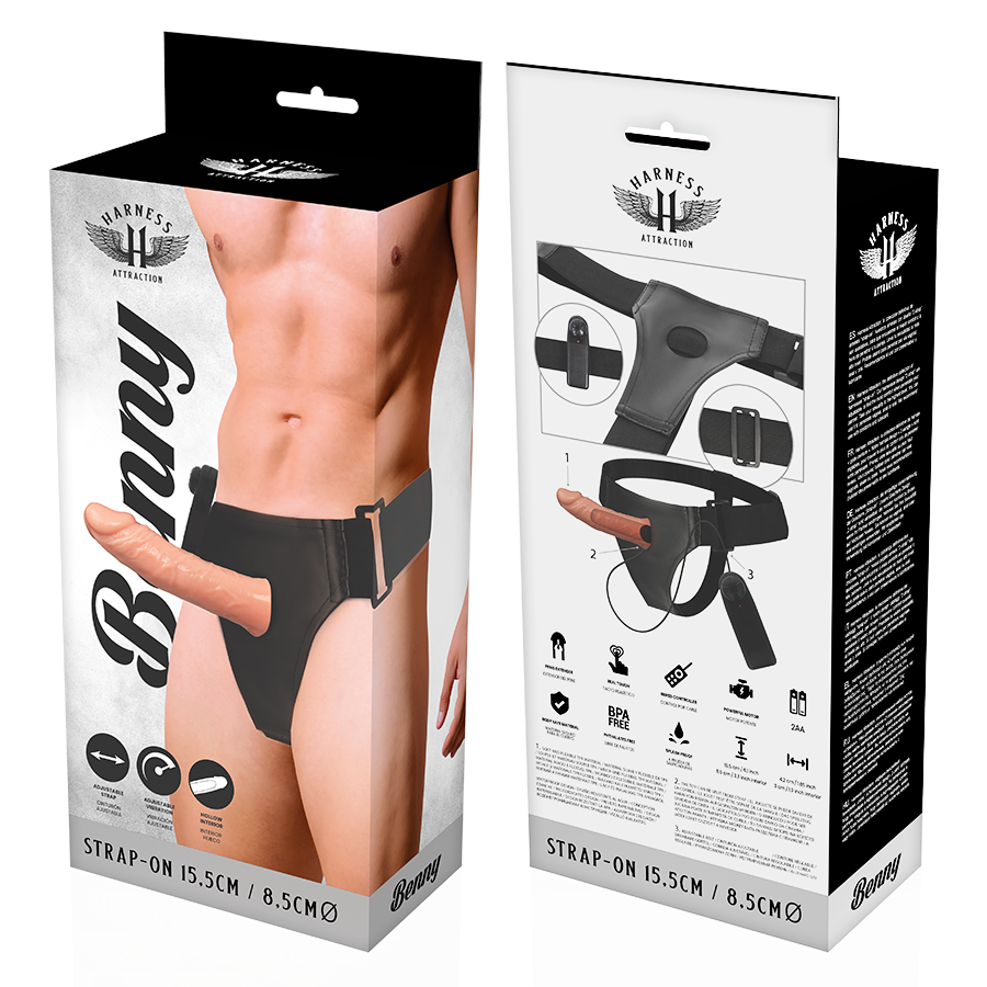 HARNESS ATTRACTION - RNES HOLLOW BENNY WITH VIBRATOR 15 CM -O- 4.5 CM - My naughty haven #