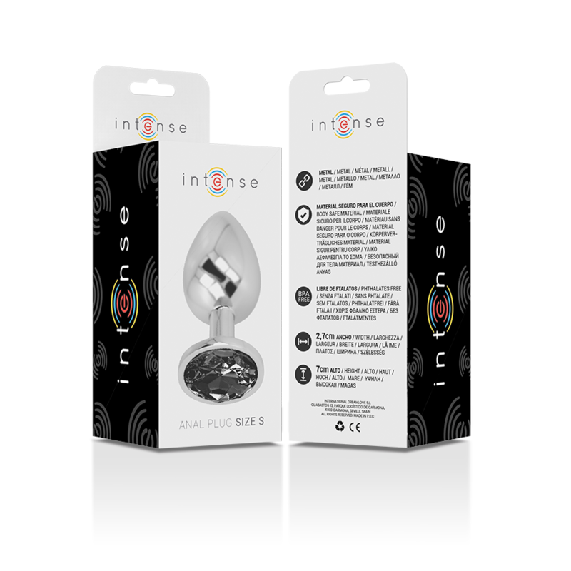INTENSE - ALUMINUM METAL ANAL PLUG WITH BLACK CRYSTAL SIZE S - My naughty haven #