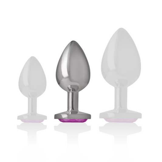 INTENSE - ALUMINUM METAL ANAL PLUG WITH PINK CRYSTAL SIZE M - My naughty haven #