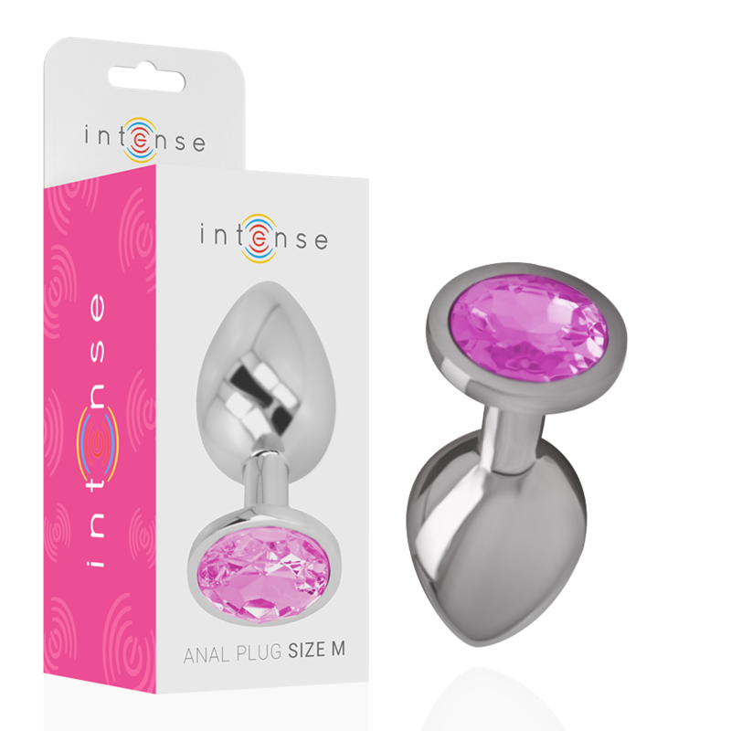 INTENSE - ALUMINUM METAL ANAL PLUG WITH PINK CRYSTAL SIZE M - My naughty haven #