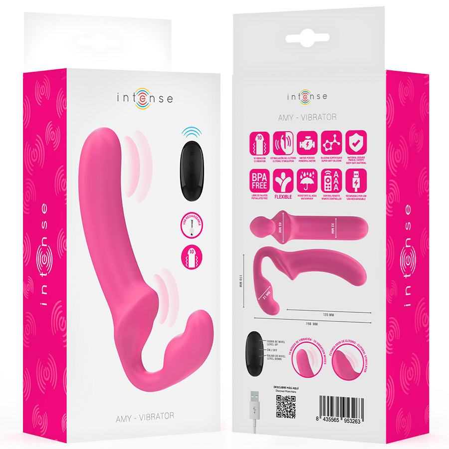 INTENSE - AMY DOUBLE VIBRATOR 20 CM PINK REMOTE CONTROL - My naughty haven #