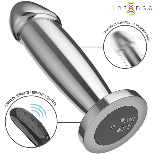 INTENSE - ANAL PLUG 10 VIBRATIONS METAL DILDO WITH REMOTE CONTROL M - My naughty haven #