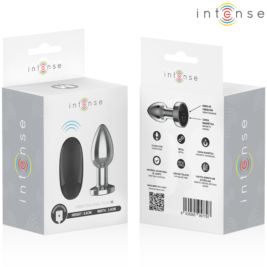 INTENSE - ANAL PLUG 10 VIBRATIONS METAL WITH REMOTE CONTROL M - My naughty haven #