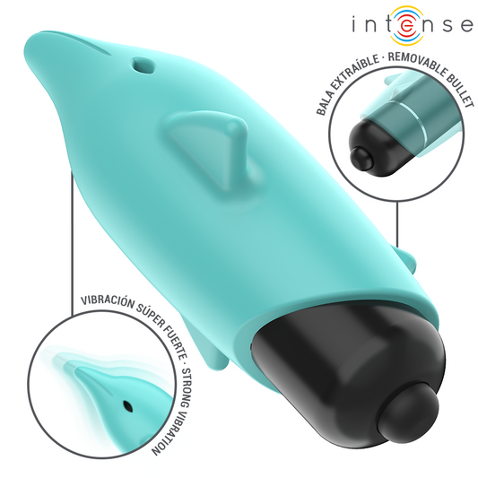 INTENSE - ECHO VIBRATING BULLET DOLPHIN BLUE 8 X 4.7 CM - My naughty haven #