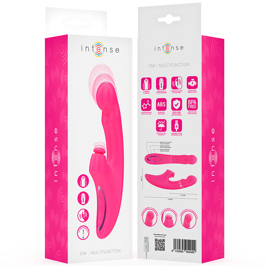 INTENSE - EMI VIBRATOR 13.5 CM MULTIFUNCTION 3 IN 1 10 VIBRATIONS PINK - My naughty haven #