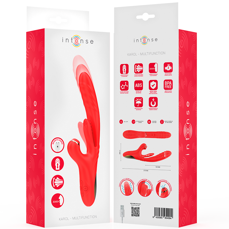 INTENSE - KAROL MULTIFUNCTION VIBRATOR THRUST & STIMULATION & STIMULATING WAVES RED - My naughty haven #