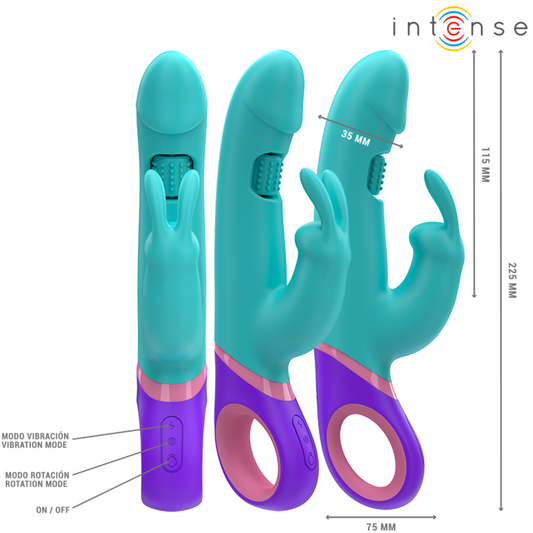 INTENSE - MONICA RABBIT VIBRATOR WITH ROTATING G-SPOT STIMULATOR BLUE - My naughty haven #