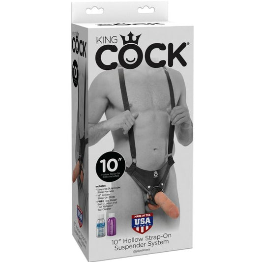 KING COCK - 25.5 CM HOLLOW STRAP-ON SUSPENDER SYSTEM FLESH - My naughty haven #