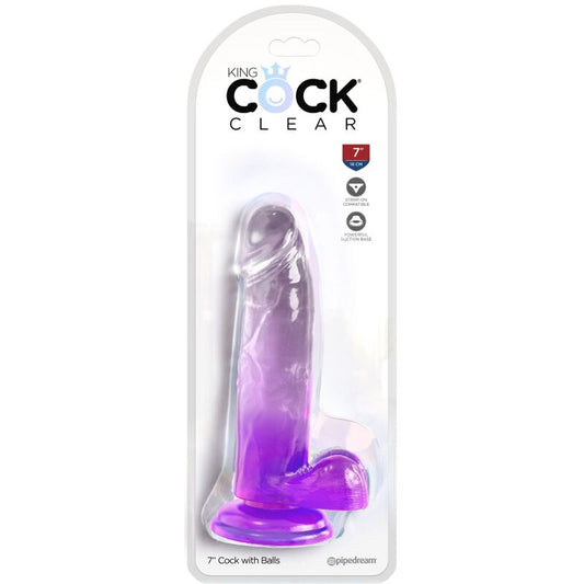 KING COCK - CLEAR REALISTIC PENIS WITH BALLS 15.2 CM PURPLE - My naughty haven #