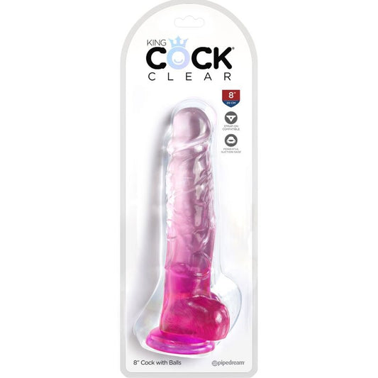 KING COCK - CLEAR REALISTIC PENIS WITH BALLS 16.5 CM PINK - My naughty haven #