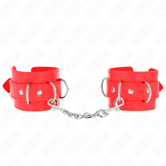 KINK - 3 D-RING WRIST RESTRAINTS ADJUSTABLE RED 17.5-25 CM X 6 CM - My naughty haven #