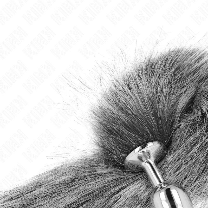 KINK - ANAL PLUG SIZE S 7 X 3 CM WITH SYNTHETIC TAIL 40 CM GREY - My naughty haven #