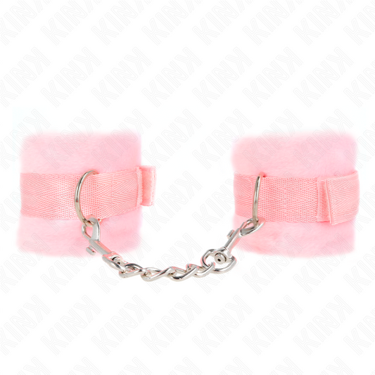 KINK - BEGINNER FUR HAND CUFFS PINK 30 X 7 CM - My naughty haven #