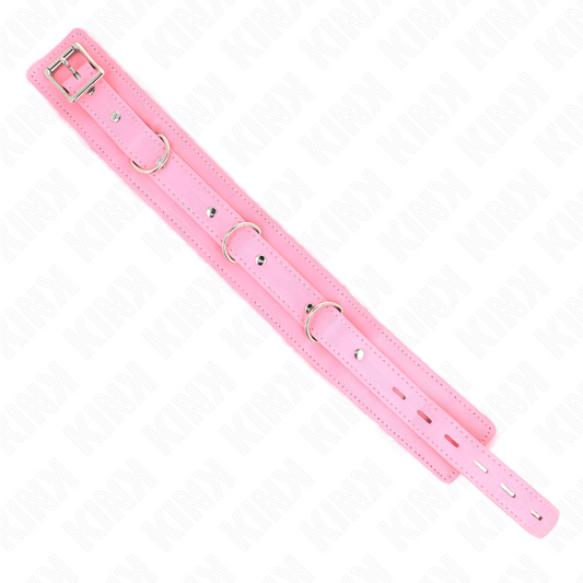KINK - COLLAR WITH LEASH 65 CM WITH RESTRICTIONS PINK 36-42 CM X 5.5 CM - My naughty haven #