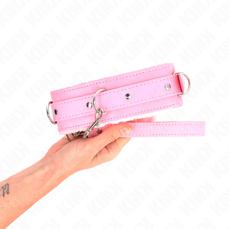 KINK - COLLAR WITH LEASH 65 CM WITH RESTRICTIONS PINK 36-42 CM X 5.5 CM - My naughty haven #