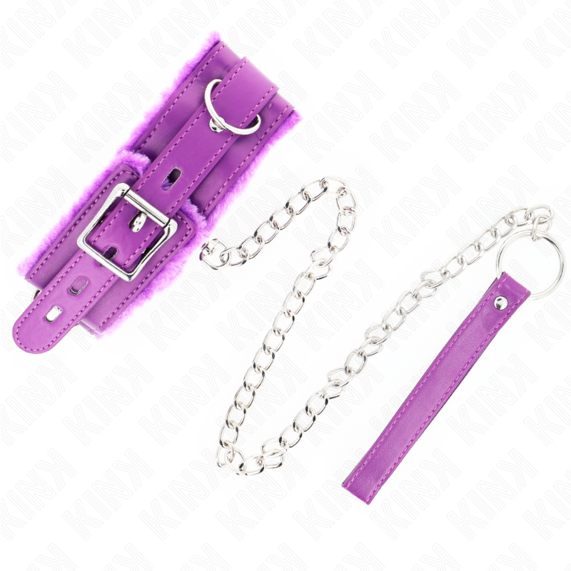 KINK - COLLAR WITH LEASH 65 CM WITH RESTRICTIONS PURPLE 36-42 CM X 5.5 CM - My naughty haven #
