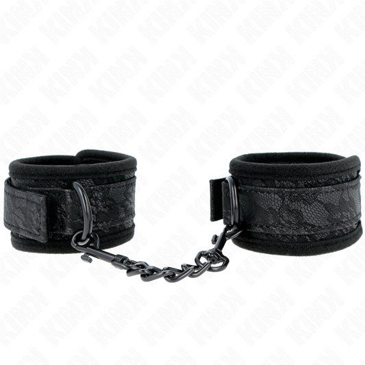 KINK - DARK LACE COVERED WRIST CUFFS NEOPRENE ADJUSTABLE BLACK 20-29 CM X 5 CM - My naughty haven #