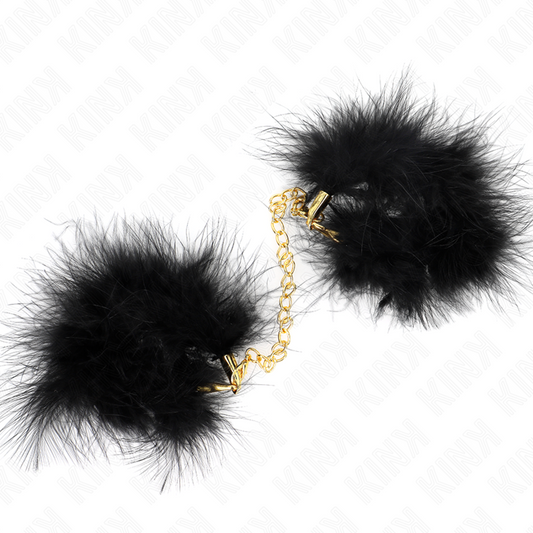 KINK - FEATHER HAND CUFFS WITH GOLD CHAIN MODEL 0 - My naughty haven #