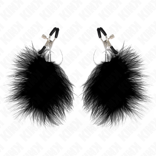 KINK - FEATHER NIPPLE CLAMP BLACK 7 CM - My naughty haven #