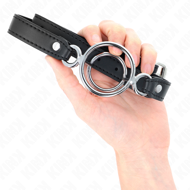 KINK - GAG WITH MULTIPLE O-RINGS 5 CM BLACK 63 X 2.5 CM - My naughty haven #