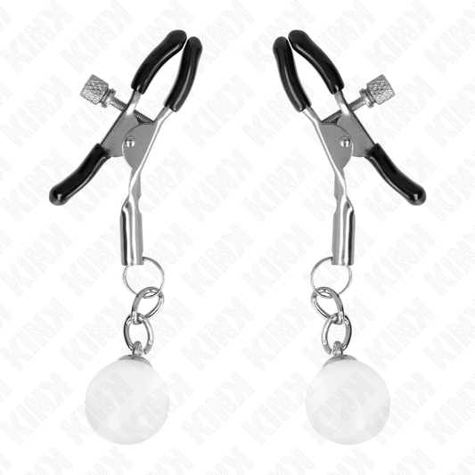 KINK - GLASS BEAD NIPPLE CLAMPS SILVER 6 CM - My naughty haven #
