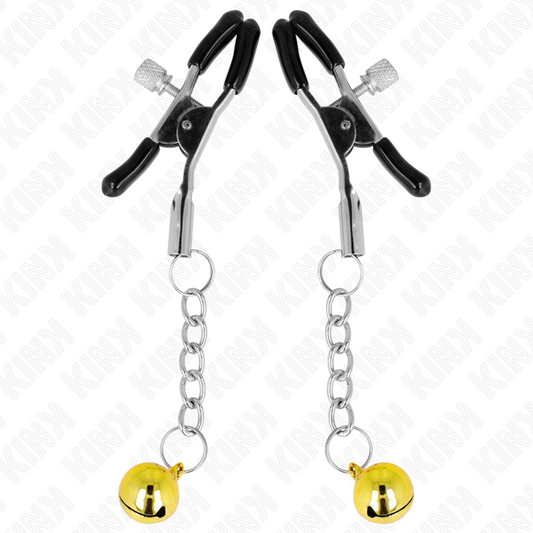 KINK - GOLD JINGLE BELL PENDANT NIPPLE CLAMPS 6 CM - My naughty haven #