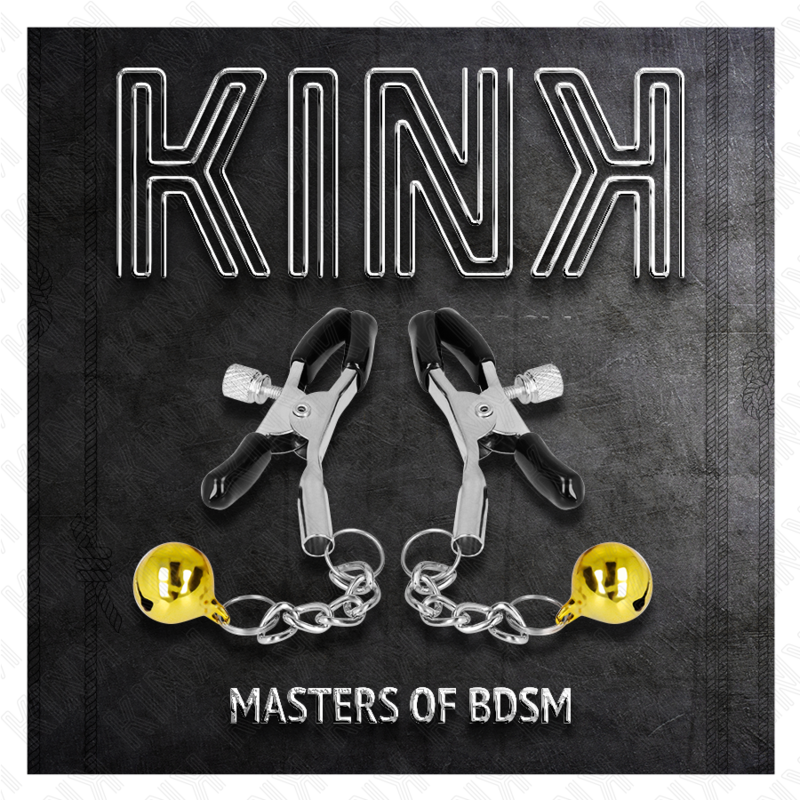 KINK - GOLD JINGLE BELL PENDANT NIPPLE CLAMPS 6 CM - My naughty haven #
